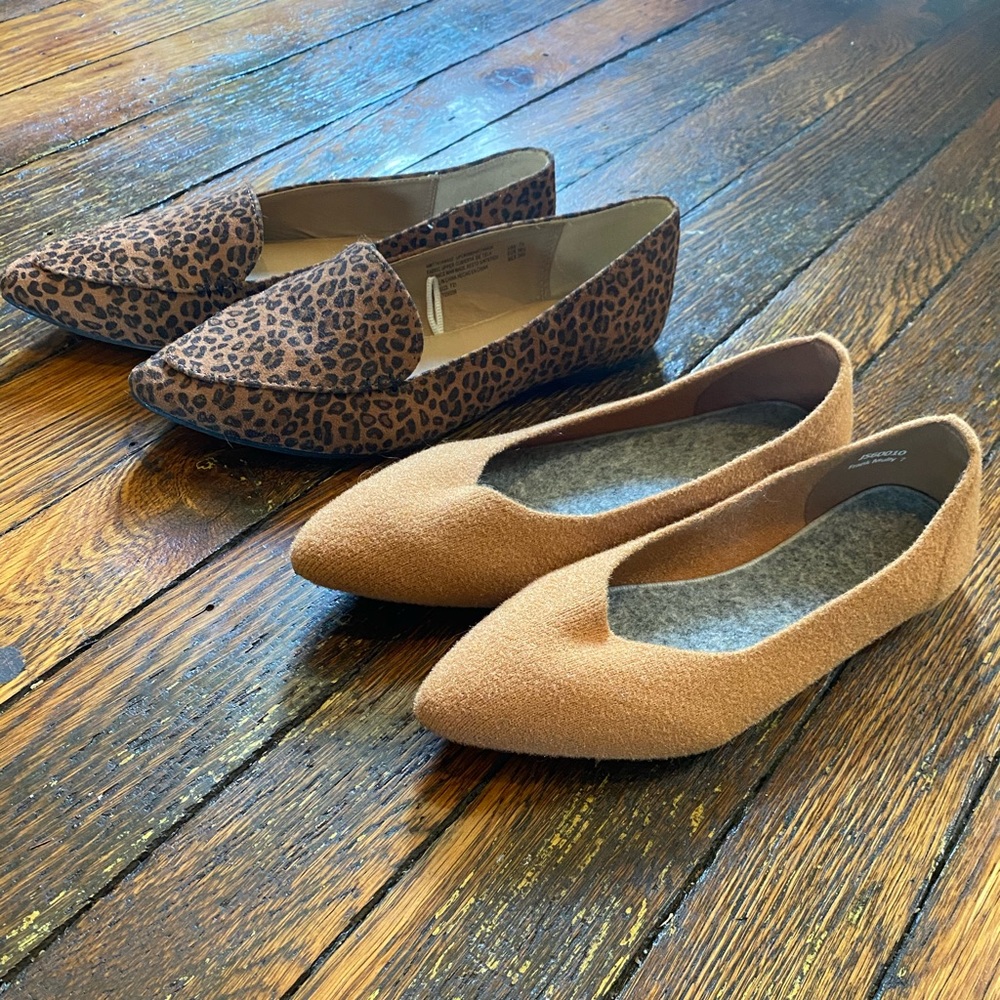Brown Flats Dress Shoes Tan felt velvet shoes